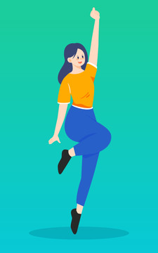 青年節(jié)人物青春活潑快樂插畫