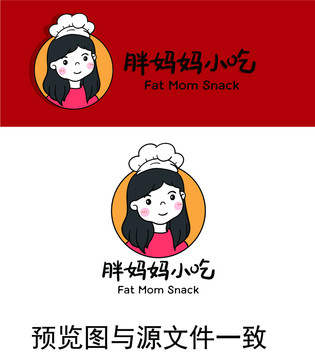 胖媽媽小吃卡通標志餐飲