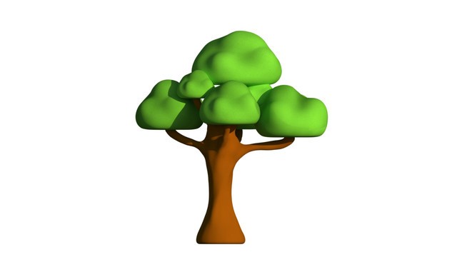 3D卡通树Q版PNG透明背景