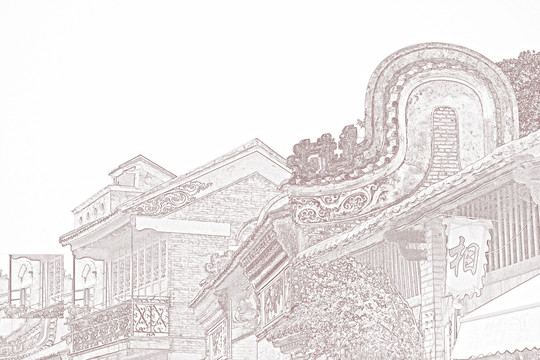 岒南建筑線描