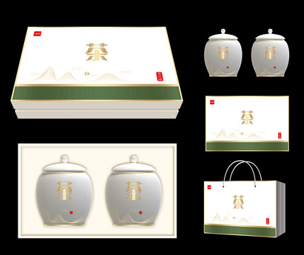 陶瓷茶葉罐禮盒手提袋樣機(jī)
