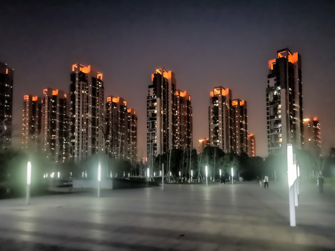 小区夜景