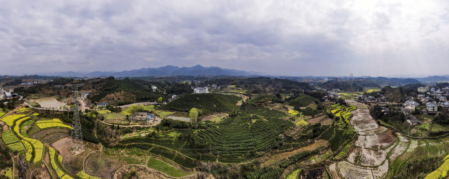 山川丘陵山峰丘陵地貌全景图