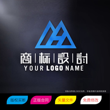 MH字母标志LOGO设计