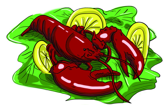 波士頓龍蝦海鮮生鮮美食插畫(huà)