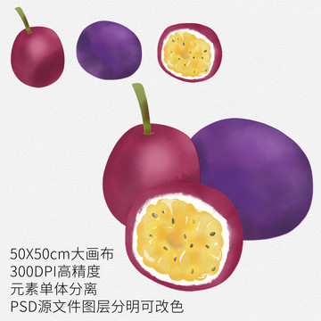 手繪水果百香果