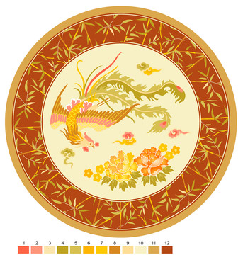 中国风凤凰地毯图案设计