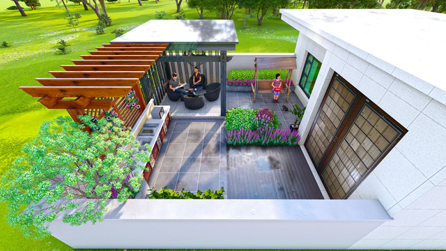 私家庭院花园设计方案效果图
