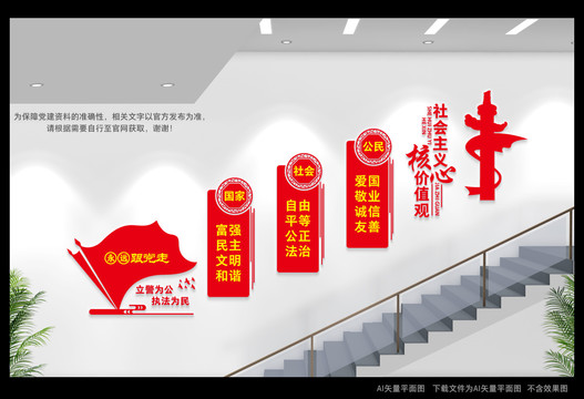 核心價(jià)值觀樓梯樓道展板