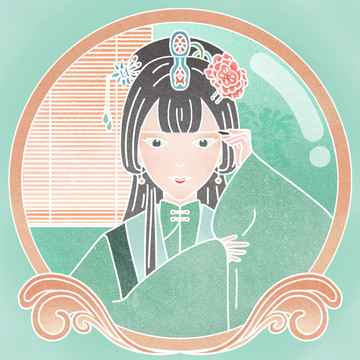 國(guó)潮小畫對(duì)鏡