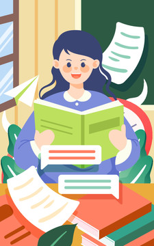 高考倒計時人物努力學習插畫