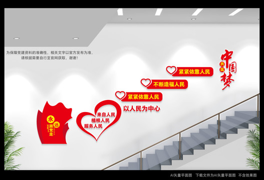 以人民為中心樓梯文化墻