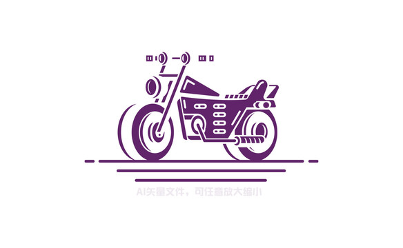 摩托車插畫設計扁平風