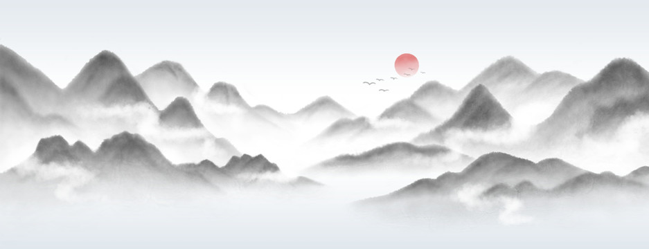 手繪水墨山水畫