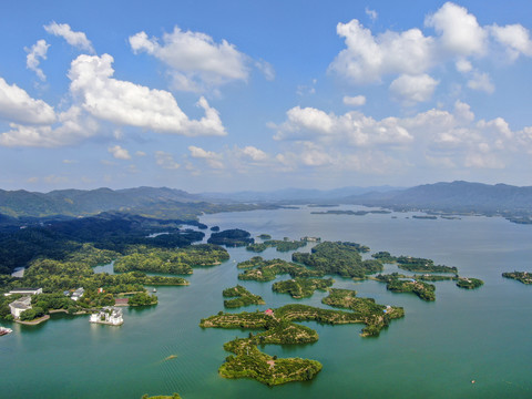 航拍湖北赤壁陆水湖4A景区