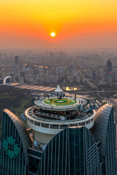 夕阳夜景东盟商务区