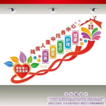 殘疾人集中托養(yǎng)中心樓梯文化墻