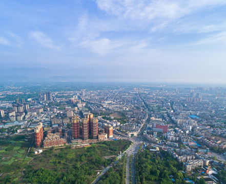 成都彭州市俯瞰