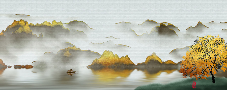 新中式抽象禪意山水