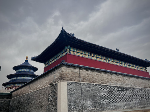 北京天坛古城楼与祈年殿合拍