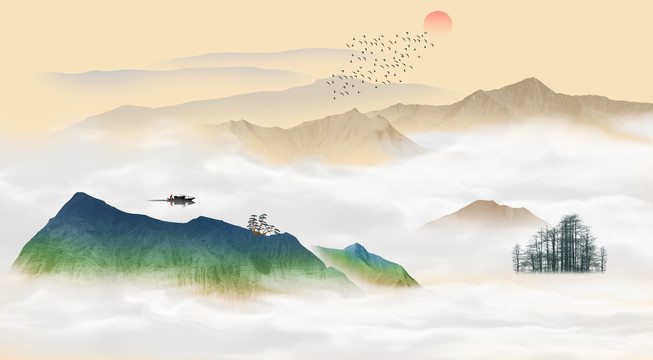 水墨山水青綠山水