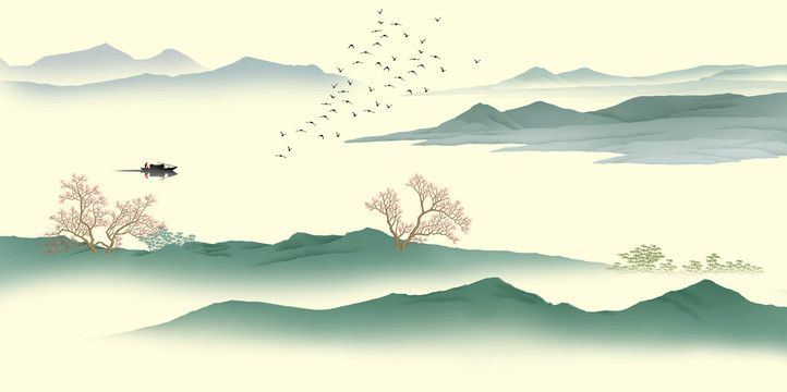 水墨山水青綠山水