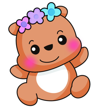 卡通熊動(dòng)物簡(jiǎn)筆畫(huà)兒童填色圖