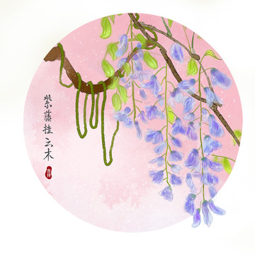 紫藤手繪畫(huà)