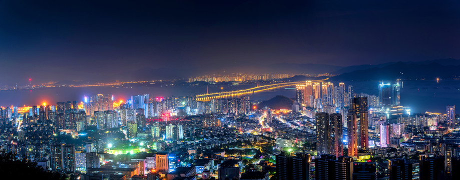 中国广东深圳湾城市夜景风光