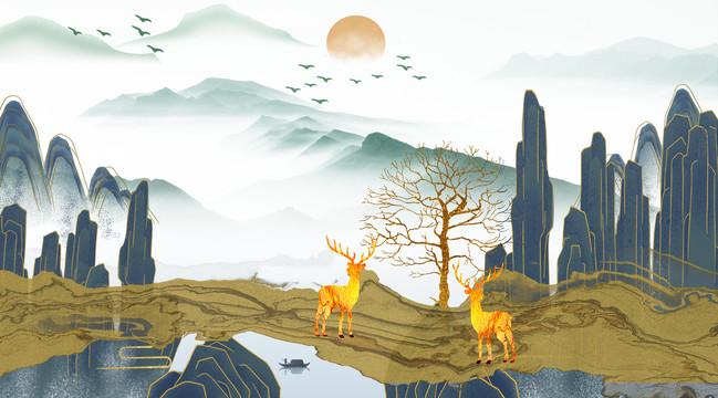 山水裝飾畫
