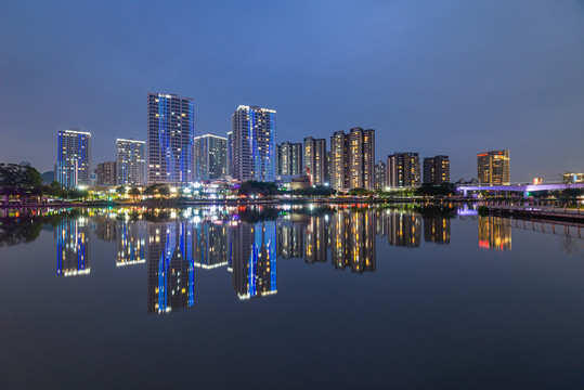 广州南沙蕉门河夜景