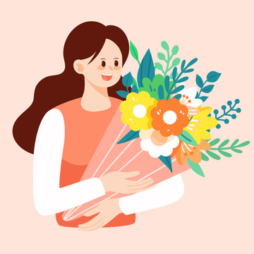 母親節(jié)溫馨花束感恩節(jié)鮮花插畫