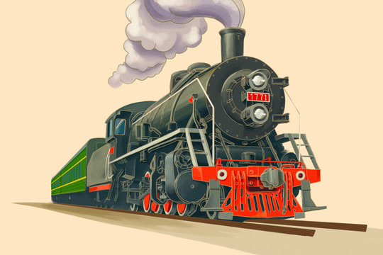 火车蒸汽机车插画