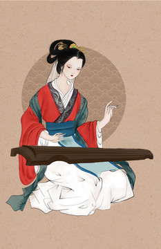 手繪仕女圖