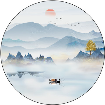 水墨山水裝飾畫(huà)