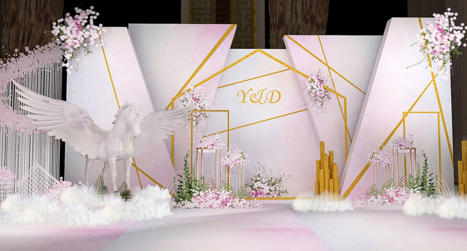 马卡龙3D婚礼效果图含制作