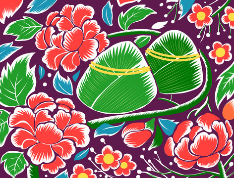 粽子包裝平面插畫(huà)