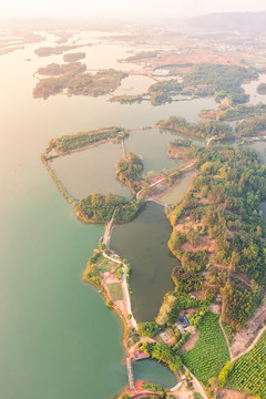 航拍南宁西津水库国家湿地公园