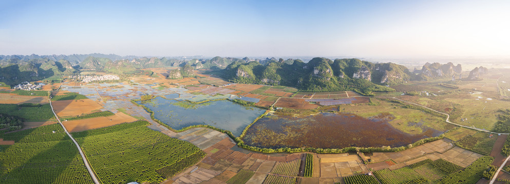 航拍南宁上林毛塘湿地