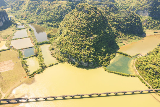 航拍南宁上林东红湿地