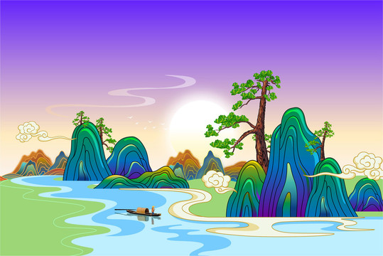 國(guó)潮山水插畫