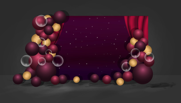 红金色紫色气球链效果图