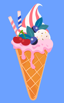夏天美食冰淇淋立夏节气插画