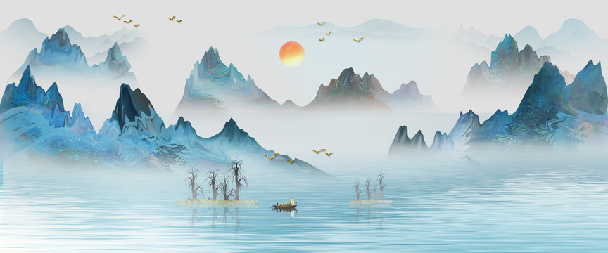 水墨山水裝飾畫