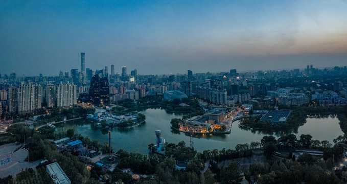 北京朝阳公园国贸地标航拍