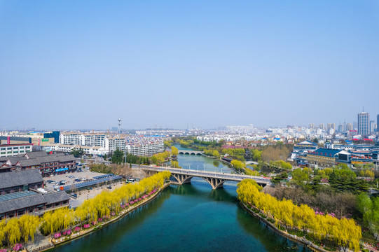 青州古城春天城市南阳河景区