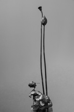 莲蓬荷花水鸟雕塑
