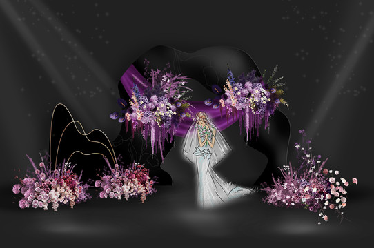 簡約醬紫色韓系秀場風(fēng)婚禮背景