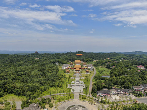 桃花源景区桃川宫航拍