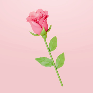 浪漫粉色玫瑰花三維素材